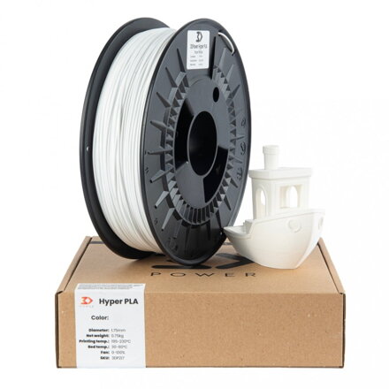 Filament 3D POWER Hyper PLA ČISTĚ BÍLÁ 1,75 mm 0,75 kg.